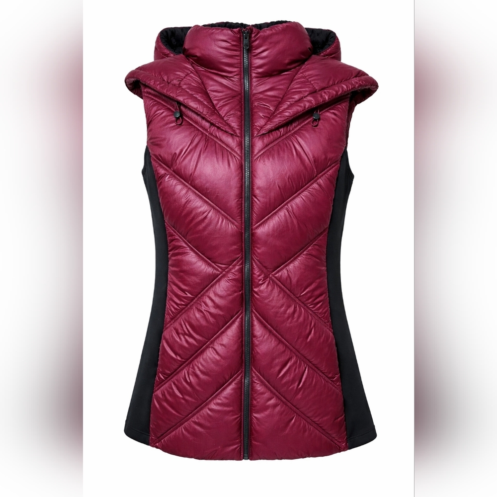 DKNY Sport Burgundy Quilted Hooded Puffer Vest